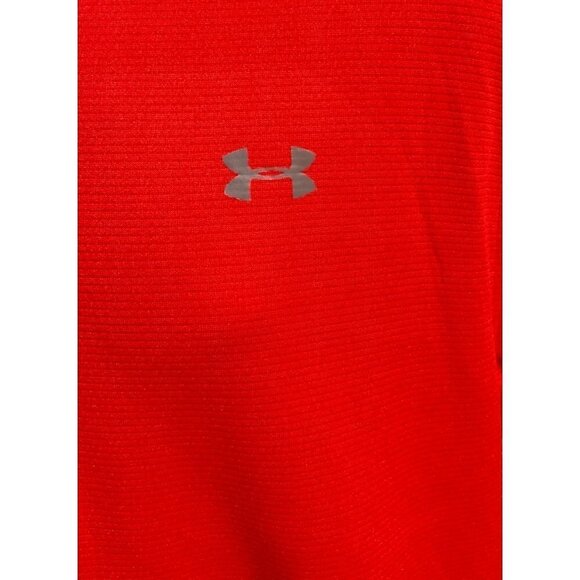UNDER ARMOUR SOLID RED PARTIAL BUTTON COLLARED POLO STYLE HEATGEAR SHIRT LARGE - Picture 6 of 9